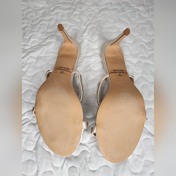 Ralphy Ivory Satin Rhinestone High Heel Sandals - Picture 6 of 8